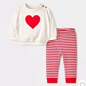 Cat And Jack Baby Red Heart 2pc Set  Size 6m-9m
